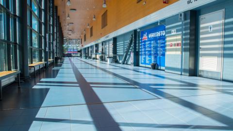 Imatran jäähallin aulassa sijaisteva juoksusuora/oheisharjoittelualue