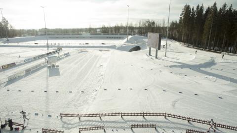 Imatran Ukonniemen stadion talvella