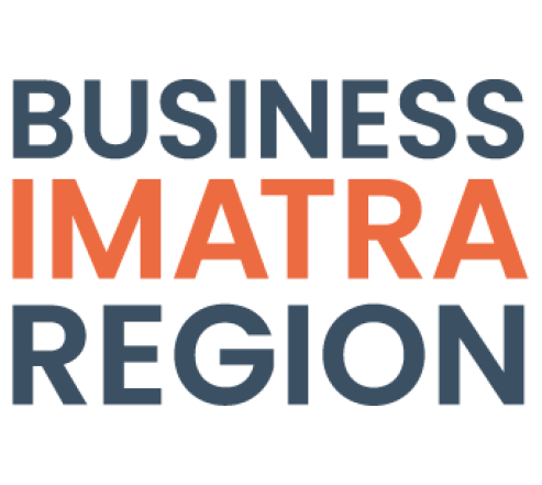 Business imatra region logo sinisellä ja oranssilla värillä